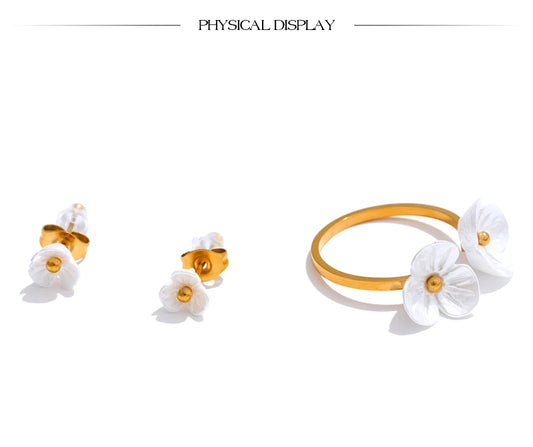 Studded Abstract necklace, ring & stud set