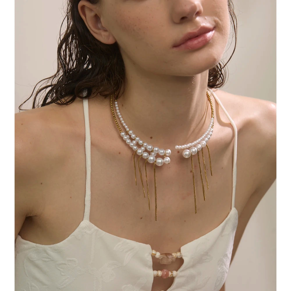 Tassel Drop Chocker Necklace