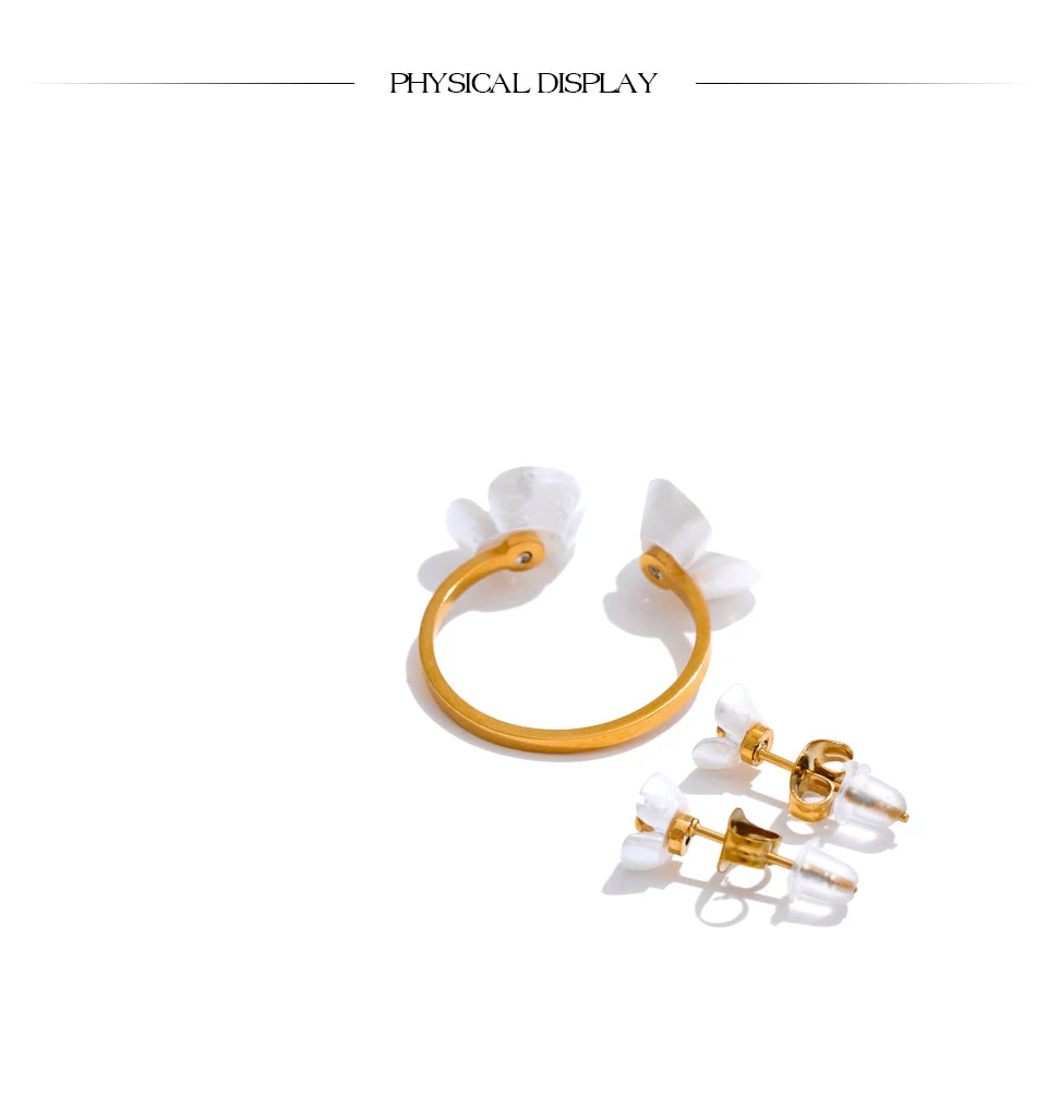 Studded Abstract necklace, ring & stud set