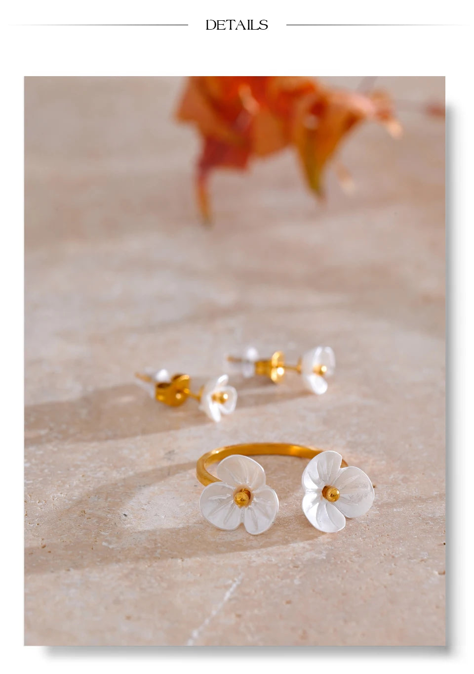 Studded Abstract necklace, ring & stud set