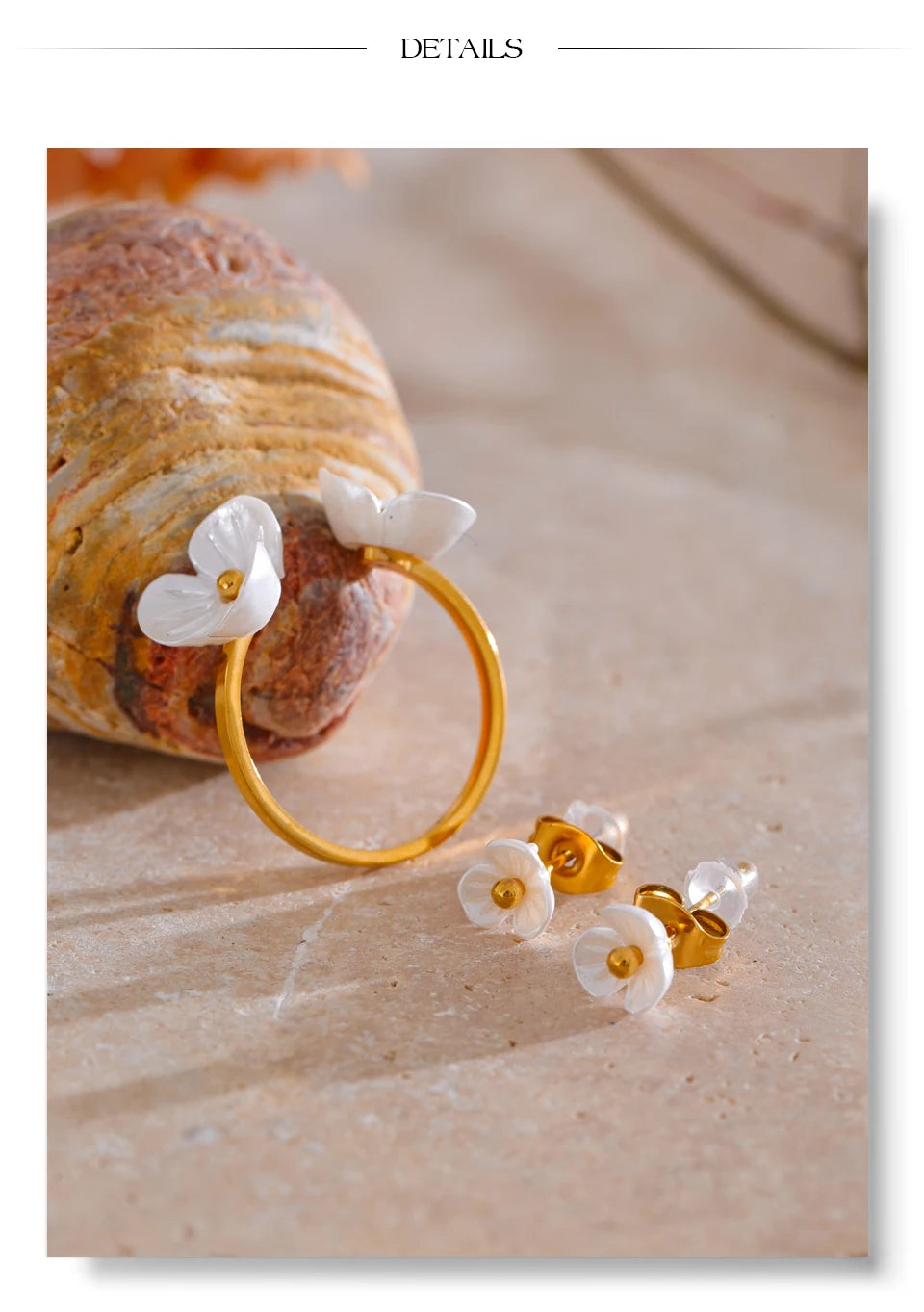 Studded Abstract necklace, ring & stud set