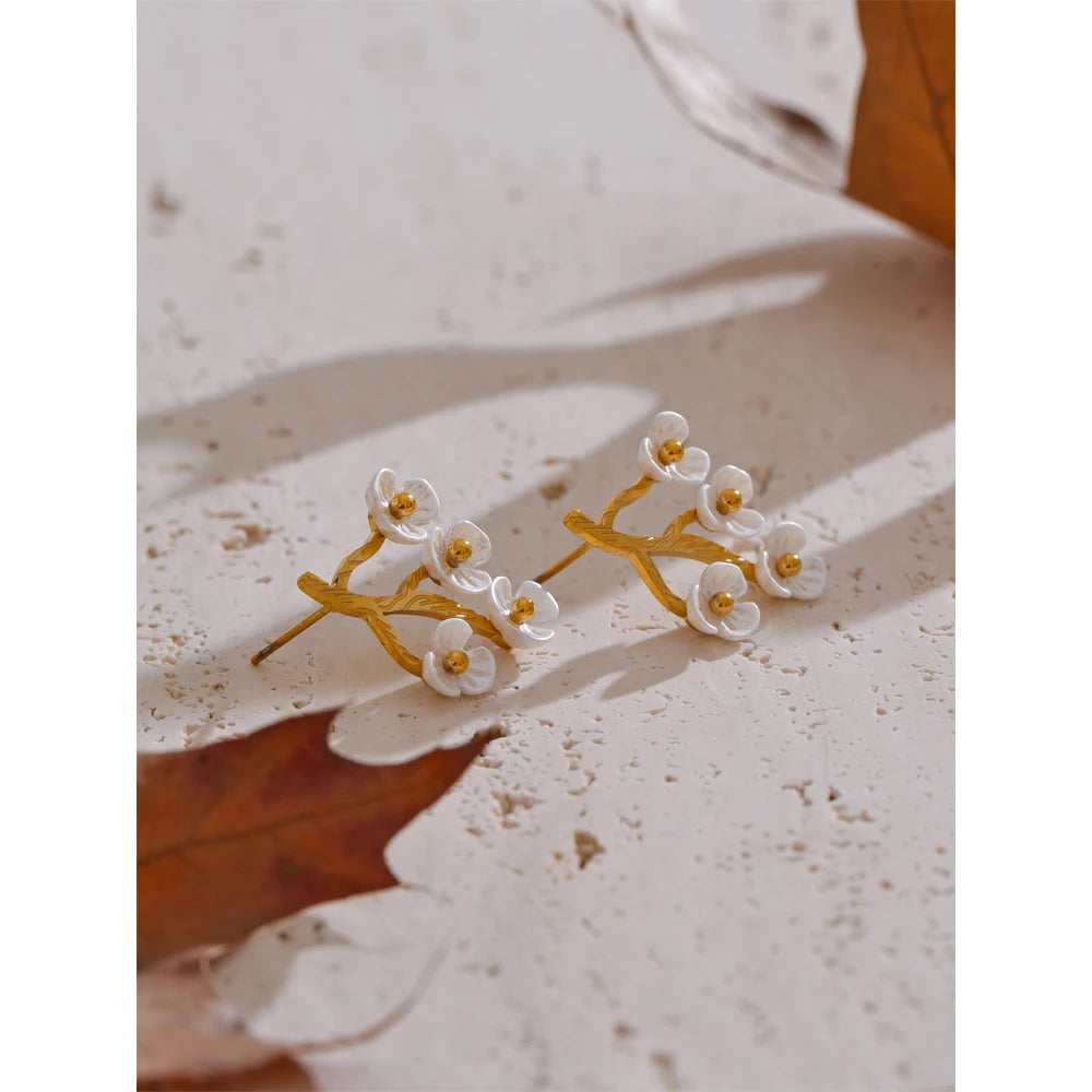 Studded Abstract Tree Earrings