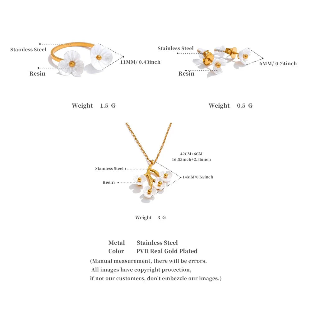 Studded Abstract necklace, ring & stud set